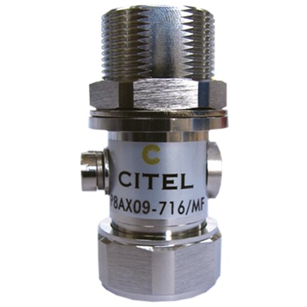 Citel Outdoor RF Protector, Dc-3.5 Ghz, Dc Pass, 25W, Imax 20Ka, Male-Female 716 Connector P8AX09-716/MF - main